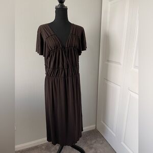Mossimo Brown Flutter Sleeve Empire Waist Dress – Size L l Poshmark